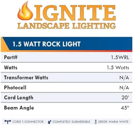 Ignite Landscape Lighting 1.5-Watt Rock Light For Landscape Lighting Ponds And Water Features - 1.5Wrl