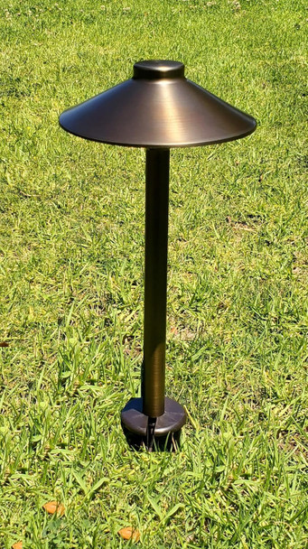 Ironsmith Lighting Products Mushroom Style Path Light Top Solid Brass Construction Outdoor Lights Interchangeable Threaded Pipe Stems Beech Mushroom Hat Garden Lights