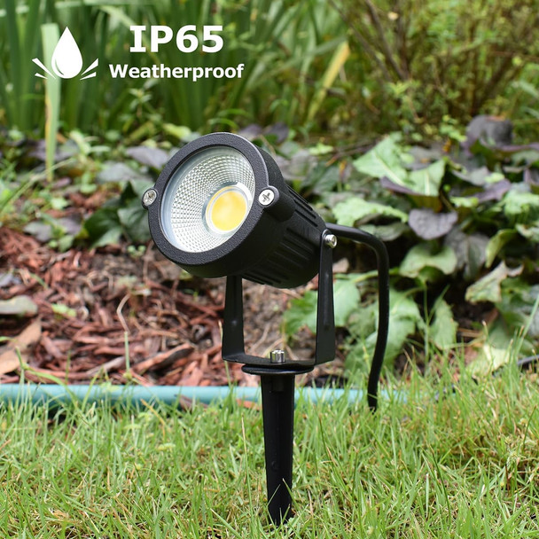 Gss6005 Led Landscape Spotlights Outdoor Plug In Light 5W 120V Ac 3000K Warm Metal Construction With Ground Stake Outdoor And Indoor Use 3-Ft Cord With Plug Black (Pack Of 2)
