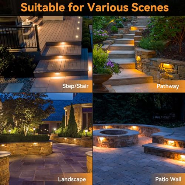 Jesled 12 Pack 7Inch Led Retaining Wall Lights 5W Landscape Lighting Led Hardscape Lighting12V Paver Lights Low Voltage Hardscape Lights 5W Outdoor Step Lights 2700K Warm White Waterproof