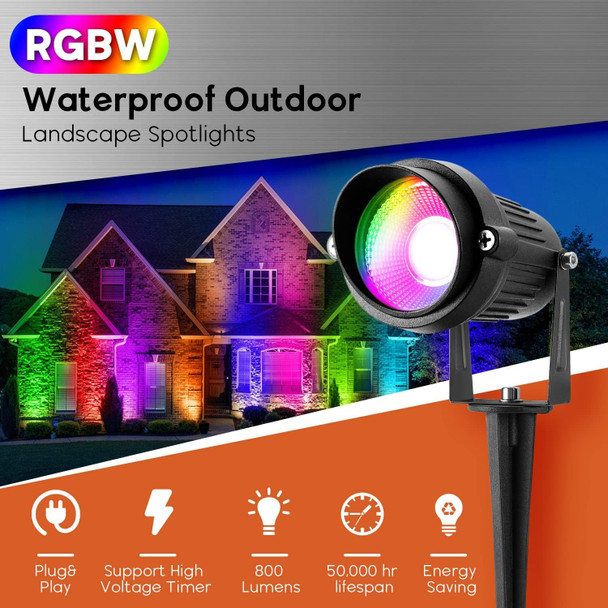 Junview Christmas Decorative Rgb 12W Landscape Lights With Remote Control - Waterproof For Yard Garden Path (4Pack)