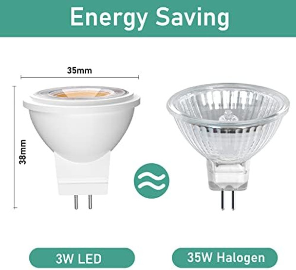 3W Mr11 Gu4.0 Led Light Bulbs 12V G4/Gu4/Gz4 Bi-Pin Base Led Spotlight 35W Mr11 Gu4 Halogen Replacement For Track Landscape Cabinet Recessed Lighting Warm White 3000K 2-Pack