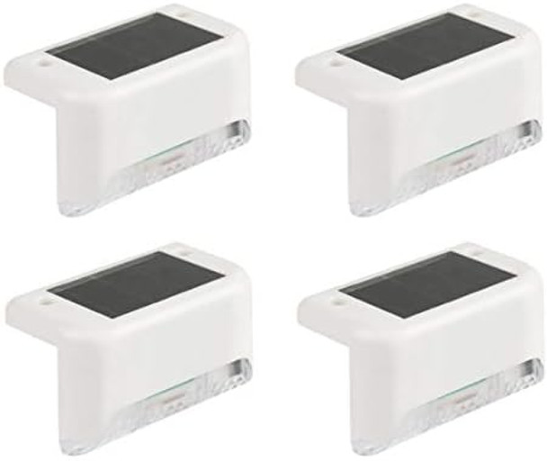 Solar Powered Step Lights For Outdoor Stairs Railing Fence Post Pathway Yard Patio - 1 Led White Lampshade 4 Pack