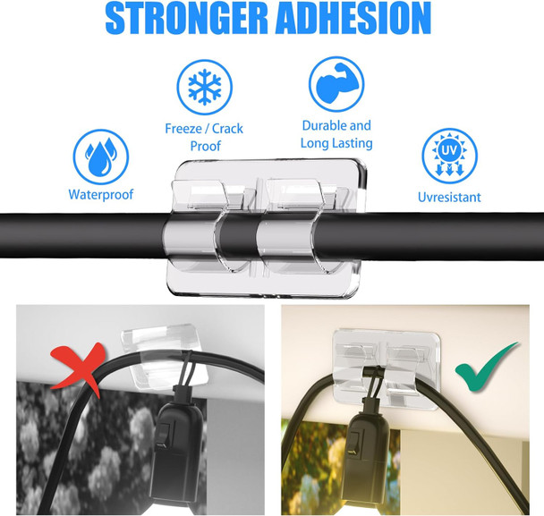 Hooks For Outdoor String Lights Clips: 25Pcs Heavy Duty Cable Clips With Waterproof Adhesive Strips For Hanging Christmas Light Hooks For Outdoor String Lights Clips: 25Pcs Heavy Duty Cable Clips With Waterproof Adhesive Strips For Hanging Christmas Light