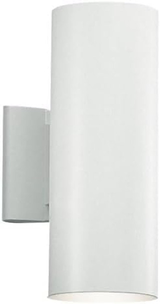Kichler 9244Wh Outdoor Cylinder Wall Mount Sconce Uplight Downlight White 2-Light (5" W X 12" H) 130 Watts