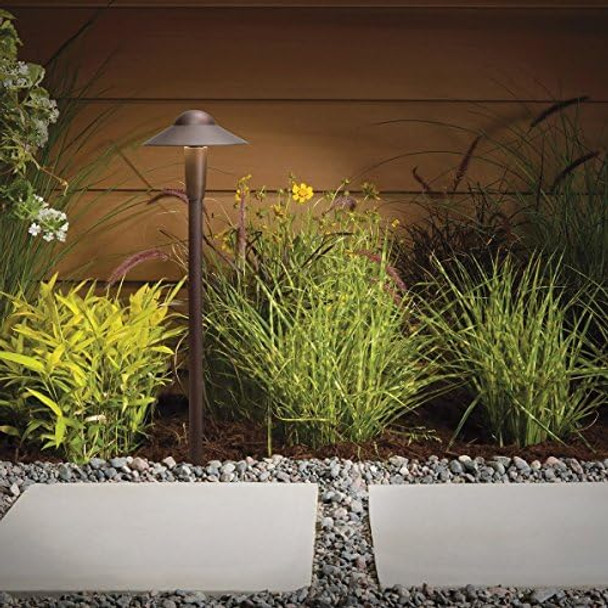 Kichler Outdoor Led Dome Path Light In Textured Architectural Bronze 12V Landscape Lighting Fixture 15870Azt30R