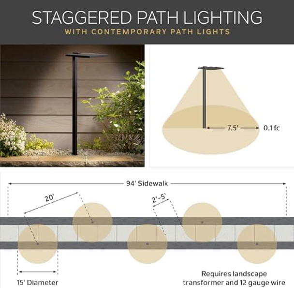 Kichler 6.75" Traditional Path Light In Black Brass Landscape Lighting For Pathways Walkways And Garden Beds (23" X 6.75") 15478Bkb