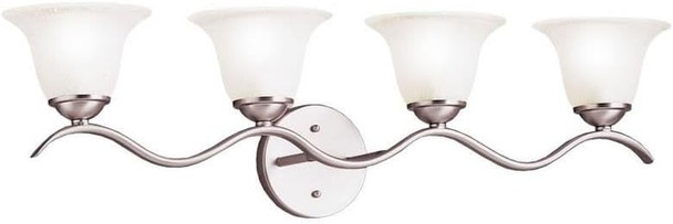 Kichler Dover 30.5" 4 Light Vanity Light With Etched Seeded Glass In Brushed Nickel Kichler Dover 30.5" 4 Light Vanity Light With Etched Seeded Glass In Brushed Nickel