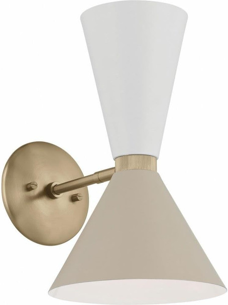Kichler Phix 13.5 Inch 2 Light Wall Sconce In Champagne Bronze With Black 52570Cpzbk