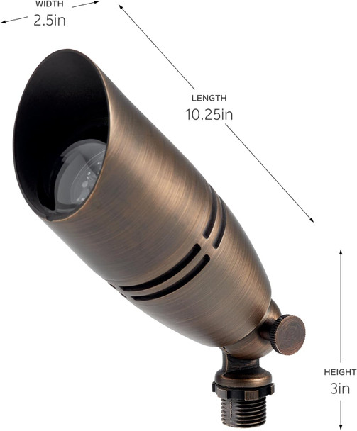 Kichler 12V Mr-16 Adjustable Cowl Brass Accent Light In Centennial Brass Directional Landscape Light Fixture 15485Cbr (2.5" W X 2.5" H X 6" L) Kichler 12V Mr-16 Adjustable Cowl Brass Accent Light In Centennial Brass Directional Landscape Light Fixture 15485Cbr (2.5" W X 2.5" H X 6" L)
