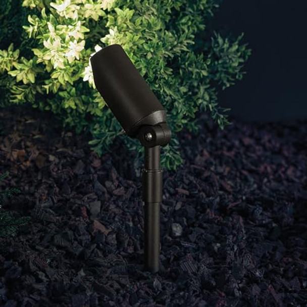 Kichler 6" Mini Outdoor Accent Light In Textured Architectural Bronze 12V Led Adjustable Spotlight (6" L X 2.5" H) 15384Aztbrown
