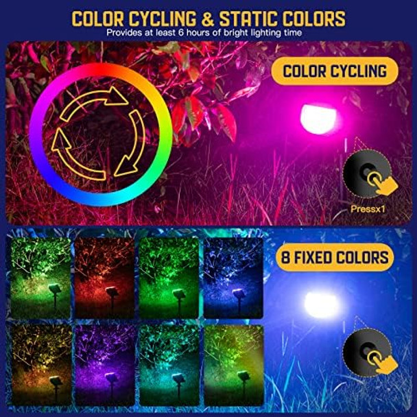 Kyosho Solar Color Spot Lights Outdoor 9 Lighting Modes Halloween Christmas Lights 38 Leds Color Changing Waterproof Rgbw Multicolor Tree Pool Solar Spotlight 2 Pack