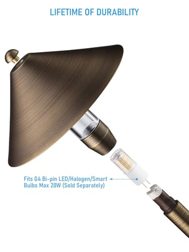 Leonlite Conehead 12V Solid Cast Brass Path Light Low Voltage Landscaping Pathway Light Work With G4 Bulb (Bulbs Not Included) Ip65 21.5'' Tall 6.73'' Shade Bronze Pack Of 2