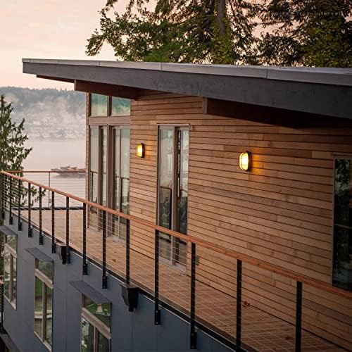 Leonlite 8.5'' Bulkhead Light Fixture Nautical Outdoor Lighting Oval Bulkhead Wall Light Etl & Ul Listed E26 Base Wall & Ceiling Mount Aluminum With Frosted Glass Match With 40W Bulb Pack Of 2