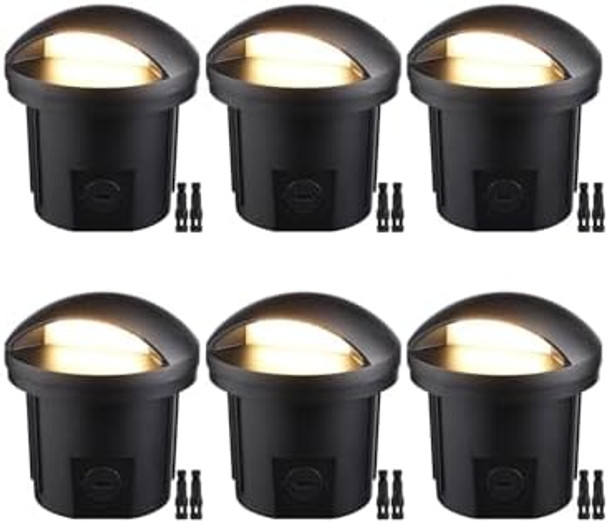 Leonlite 5W Well Lights Landscape Led Low Voltage Inground Lights Outdoor Aluminum Etl Listed Ip67 Waterproof 12-24V Ac/Dc Cri90 140Lm 3000K Warm White Black Pack Of 6
