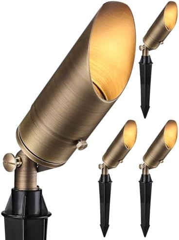 Leonlite Adjustable Solid Cast Brass Landscape Spotlights Low Voltage Landscape Light 12V Directional Uplights For Tree Work With Mr16 Bulb (Not Included) Ip65 7.17" Tall Bronze Pack Of 4