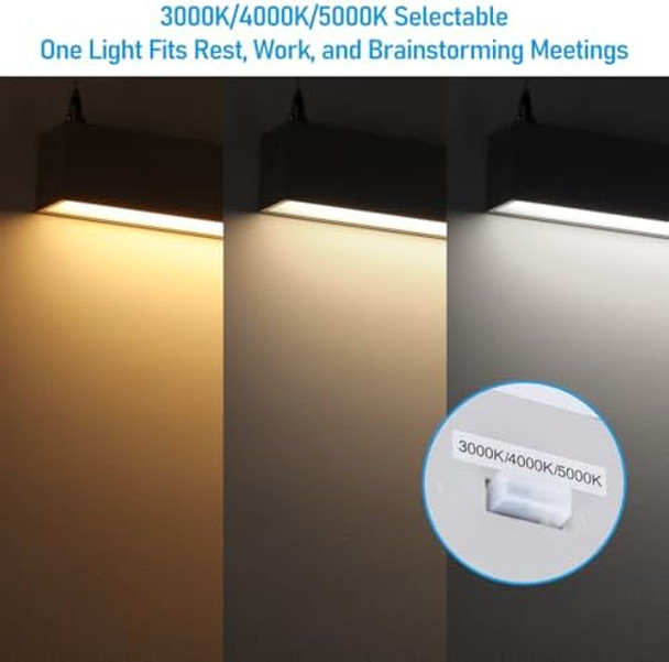 Leonlite 4Ft Linkable Led Linear Light Dimmable Architectural Led Suspension Office Lighting Fixture 3Cct Etl Listed Matte Sliver Aluminum Housing Pack Of 2