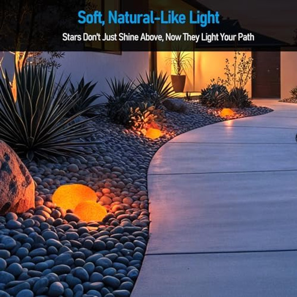 Leonlite Low Voltage Led Rock Lights Outdoor 12-24V Ac/Dc Cobblestone Pathway Lights 3Pcs 5Cct 3W Pebble Light 1800K/2700K/3000K/4000K/5000K Selectable Glow Garden Light For Yard Yellow