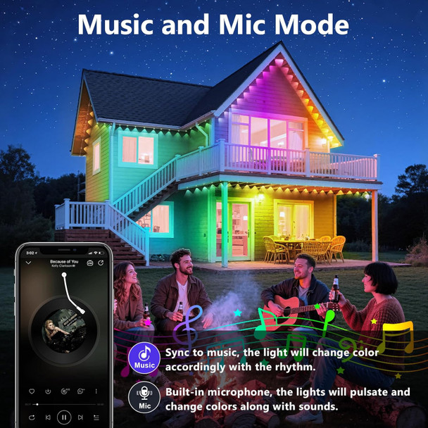 300Ft Permanent Outdoor LightsRgb Eaves Light With App Control RemoteDiy Scene Modes Ip67 Waterproof Under Eave LightingOutdoor Lights For DecorGarden DecorHousePartyHoliday