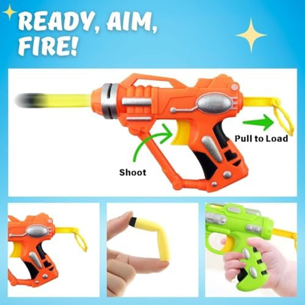 6 Pack Mini Foam Dart-Firing Blasters Micro Toy Guns With 36 Darts - Multi Pack Nerf Compatible Bulk Party Favors Supplies For Kids