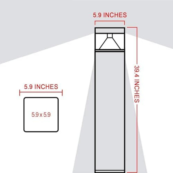 Lightinglabs Led Bollard Landscape Lighting 10/15/20 Watts 40 Inch 3Cct 3000/4000/5000K 120-277V Outdoor Pathway Light Wired Ideal For Garden Commercial Driveway Rated Ip65 Etl Listed Square Flat