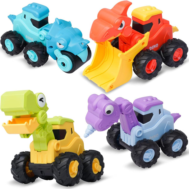 Likee Toy Cars For Toddlers 1 2 3 4 Years Old Boy Girl 4 Pcs Pull Back Cars For 18+ Months Baby Infant Kids Trucks Push And Go Back Friction Powered Vehicles (Transport)