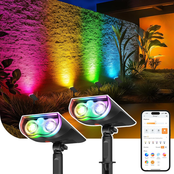 Linkind Smart Solar Spot Lights Outdoor Sl5 With Motion Sensor App Control Color Changing Solar Halloween Lights Outdoor Ip65 Landscape Lighting For Yard Garden Pathway(6 Pack)