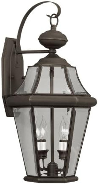 Livex Lighting 2261-07 Outdoor Wall Lantern With Clear Beveled Glass Shades Bronze
