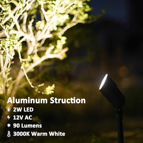 Low Voltage Spotlights 4Pk Landscape Lighting Kits 2W 90 Lumen 12V Ac Outdoor Led Spot Lights Warm White Light With Connectors Spike Stakes For Tree Wall Fences Yard Garden