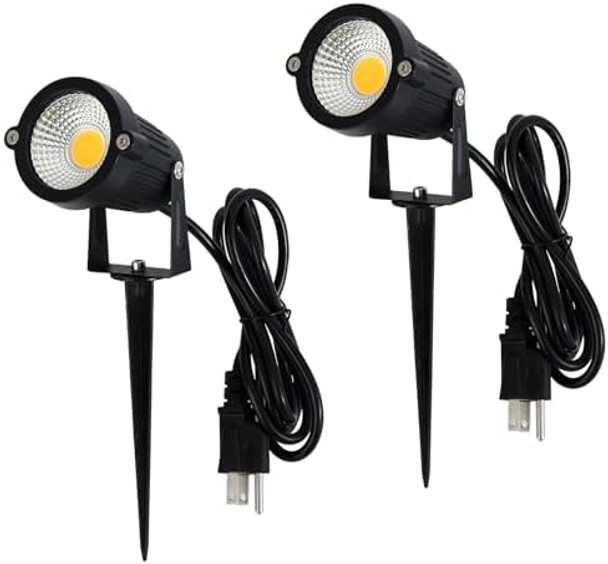 Landscape Lighting 5W Spotlight Outdoor 3000K Warm White Landscape Spotlights Ip65 Waterproof Outdoor Lighting Led Landscape Lights With Aluminum Case 2 Pack