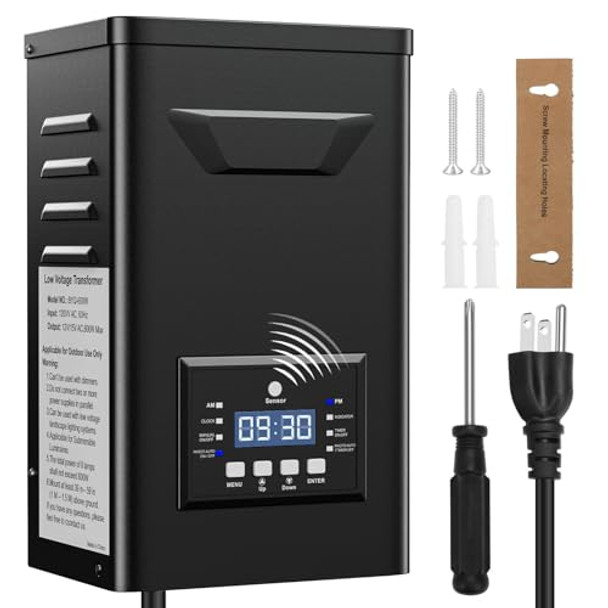 400W Low Voltage Landscape Transformer With Timer & Photocell For Landscape Lighting 120V To 12V/14Vac Stainless Steel Weatherproof Smart Transformers For Outdoor Yard Lights Path Lights 400W Low Voltage Landscape Transformer With Timer & Photocell For Landscape Lighting 120V To 12V/14Vac Stainless Steel Weatherproof Smart Transformers For Outdoor Yard Lights Path Lights