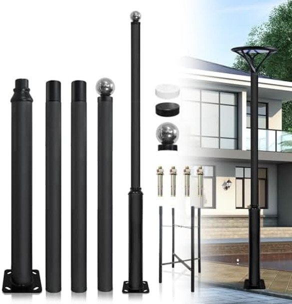 Street Light Pole Tall Heavy Duty Assembled Black Metal Pole Easy To Install (16 Ft 114 +76 Mm) Street Light Pole Tall Heavy Duty Assembled Black Metal Pole Easy To Install (16 Ft 114 +76 Mm)