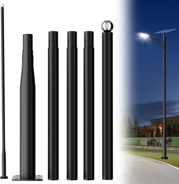 Street Light Pole 16Ft Adjustable Outdoor Light Pole For Garden Yard Driveway With Rebar Cage Base Heavy-Duty Rust-Resistant Street Lamp Post For Landscape Pathway Street Light Pole 16Ft Adjustable Outdoor Light Pole For Garden Yard Driveway With Rebar Cage Base Heavy-Duty Rust-Resistant Street Lamp Post For Landscape Pathway