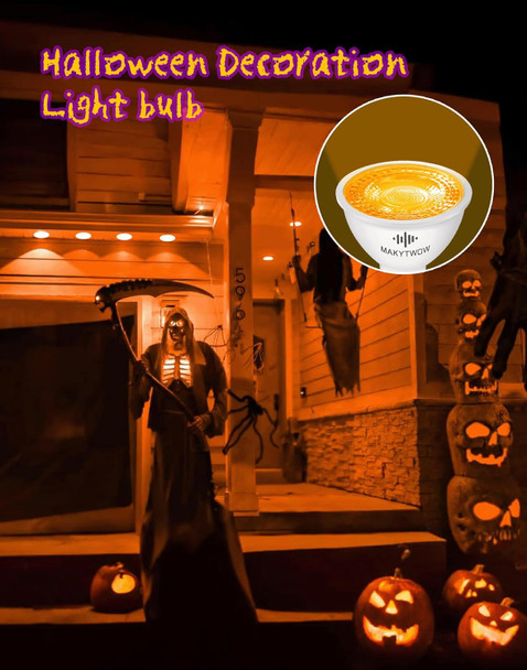 Orange Mr16 Gu5.3 Led Bulbs Bi-Pin Base Led Spotlights 12V Led Bulbs For Christmas Holiday Decoration Outdoor Landscape Lighting 6Pack