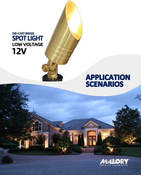 Malory Brass Landscape Spotlight12V Ac/Dc Low Voltage Led Landscape LightingWaterproof Spot Up Light For GardenPatio And Yard (4-Pack With Bulb)