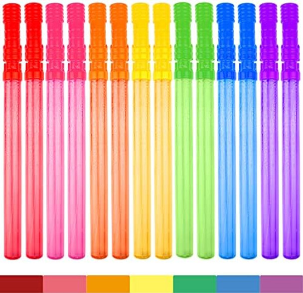 Bubble Wand 14" Big Bubble Wand Set(14 Pack 7 Colour) Non-Toxic Smelless Bubble Toy For Kids Child Birthday Party Favor Wedding Summer Outdoor Activity Bathroom Bath Toys By Mapixo