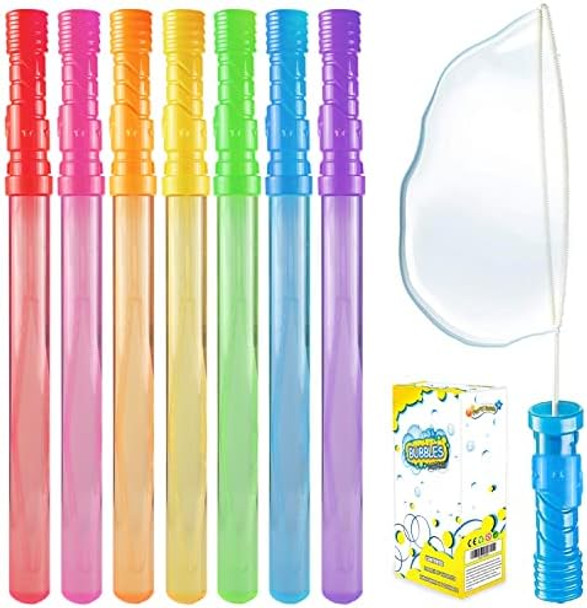 Bubble Wand 28 Pack 14’’ Big Bubble Wands Bulk(7 Colors) Non-Toxic Smelless Bubble Toy For Kid Child Birthday Party Favor Wedding Summer Outdoor Pool Activity Bathroom Bath Toys