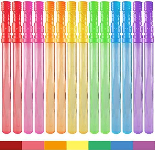 Bubble Wand 28 Pack 14’’ Big Bubble Wands Bulk(7 Colors) Non-Toxic Smelless Bubble Toy For Kid Child Birthday Party Favor Wedding Summer Outdoor Pool Activity Bathroom Bath Toys