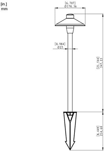 Marslg Brs1 Etl-Listed Solid Brass Low Voltage Landscape Accent Path And Area Light With 6.5" Shade And 18" Stem In Antique Brass Finish Ground Spike And G4 Led Bulb (2-Pack) 36Pl01Bsx2