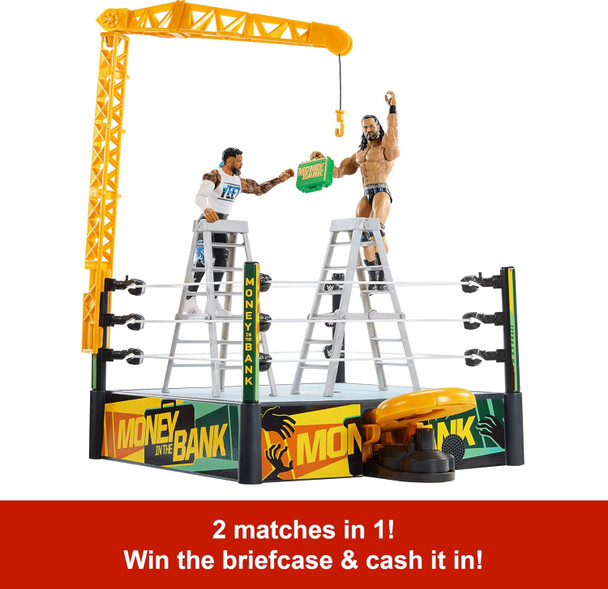 Mattel Wwe Money In The Bank Cash-In Ring Playset With 2 Play Modes & 40+ Sounds & Phrases Includes Launcher Crane Ladders & Briefcase 13-Inch X 20-Inch