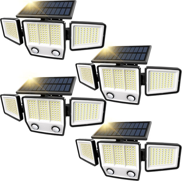 Solar Motion Sensor Outdoor Lights Waterproof - 3000Lm 3 Modes Security Lights Outdoor 270° Illumination Ip65 Led Solar Flood Wall Light For Garden Yard Patio Pathway (2 Pack)