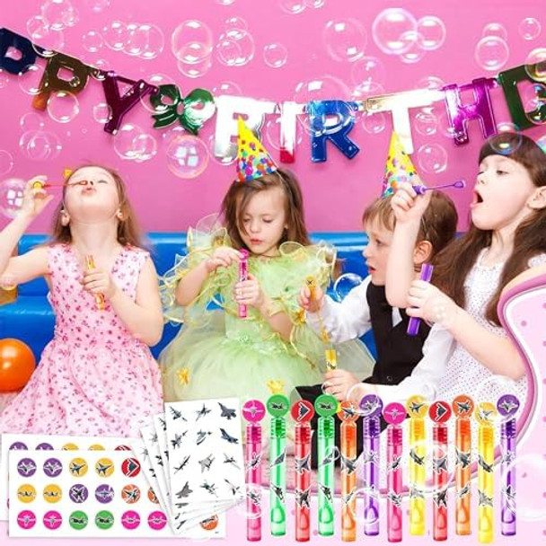 24Pcs Jet Diy Bubble Wands With 96Pcs Stickers - Party Favor For Goodie Bags Pinata Stuffers Mini Bubble Bulk Birthday Supplies Toys s Class Prizes For Toddlers Boys & Girls