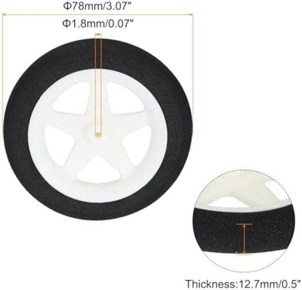 Meccanixity Rc Airplane Wheels Od 3.07" Xid 0.07"White Rc Airplane Aircraft Sponge Wheels Rc Aircraft Foam Wheel Replacement For Diy Rc Model Plane Aircraft Pack Of 3