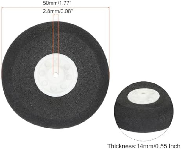 Meccanixity Rc Airplane Wheels 50Mm/1.97" Dia Rc Airplane Aircraft Sponge Wheels Rc Aircraft Foam Wheel Replacement For Diy Rc Model Plane Aircraft Rc Helicopter Pack Of 10