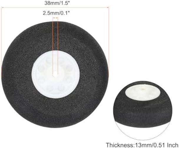 Meccanixity Rc Airplane Wheels 38Mm/1.5" Dia Rc Airplane Aircraft Sponge Wheels Rc Aircraft Foam Wheel Replacement For Diy Rc Model Plane Aircraft Rc Helicopter Pack Of 10