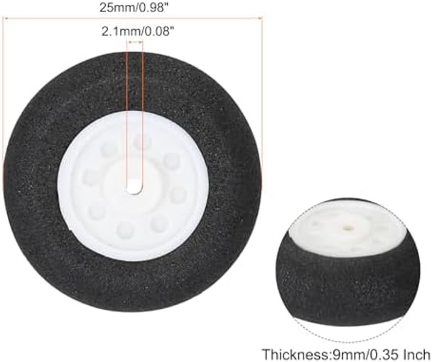 Meccanixity Rc Airplane Wheels 25Mm/0.98" Dia Rc Airplane Aircraft Sponge Wheels Rc Aircraft Foam Wheel Replacement For Diy Rc Model Plane Aircraft Rc Helicopter Pack Of 8