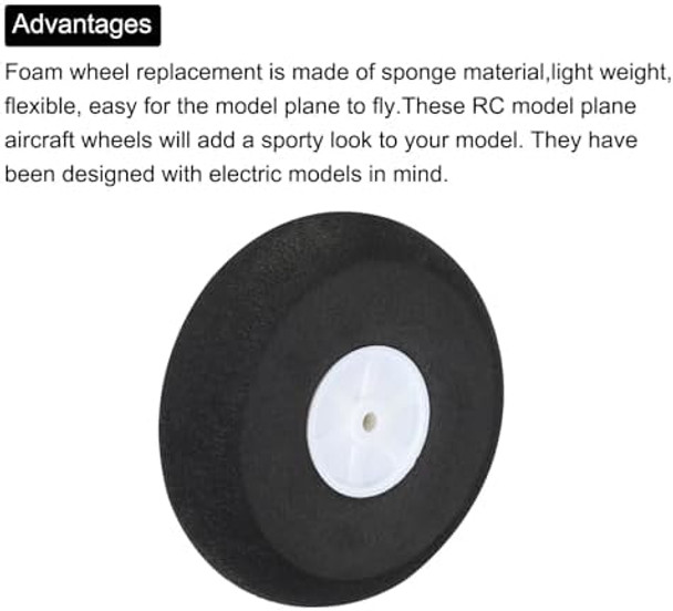 Meccanixity Rc Airplane Wheels 64Mm/2.52" Dia Rc Airplane Aircraft Sponge Wheels Rc Aircraft Foam Wheel Replacement For Diy Rc Model Plane Aircraft Rc Helicopter Pack Of 10