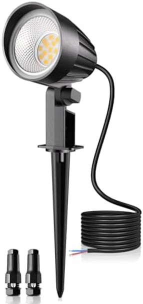 Meikee 7W Low Voltage Landscape Lighting With Connectors 2700K Warm White Landscape Lighting Ip66 Waterproof Outdoor Spotlights For Garden Driveway Yard Lawn(1 Pack)