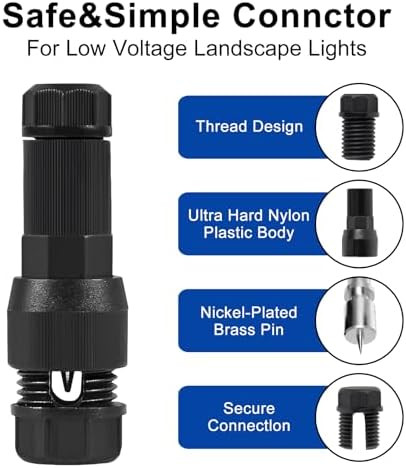 20Pack Low Voltage Waterproof Replacement Landscape Light Cable Connector 12-20 Gauge Wire Connectors For Landscape Lighting Path Lights