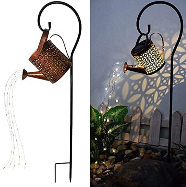 Solar Lanterns Outdoor WaterproofMetal Watering Can Garden DecorHanging Solar Path Lights Yard ArtOutside Patio Decorations Gardening Birthday s For Mom Grandma WomenWith HookLarge